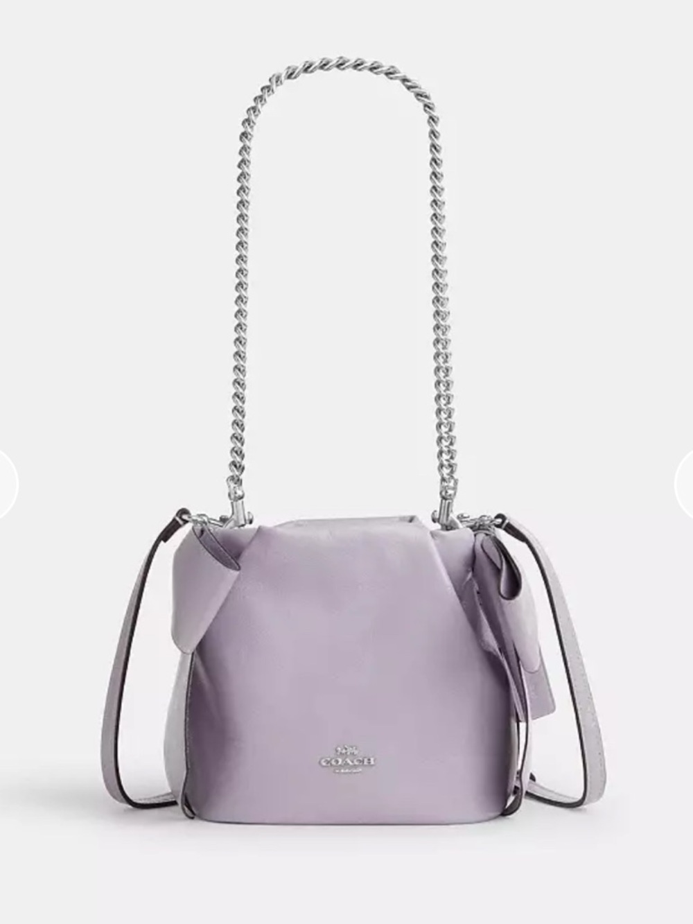NWT🎀Coach Faye Mini Drawstring Bag
With Bows Light Amethyst Purple Chain CEL03 - Picture 8 of 8
